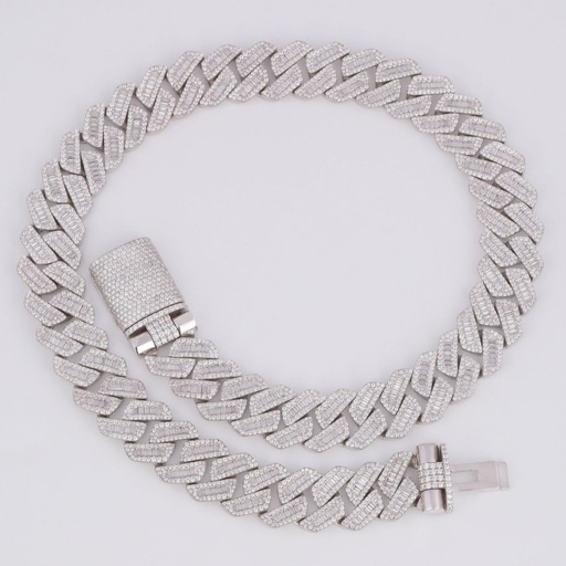 20 inch 25 mm cuban chain for unisex embellished with round and baguette cut diamonds vvs clarity