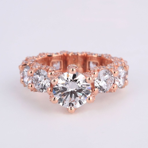 Rose gold 14kt lab grown diamond solitaire ring for men or women in vvs clarity round cut diamonds