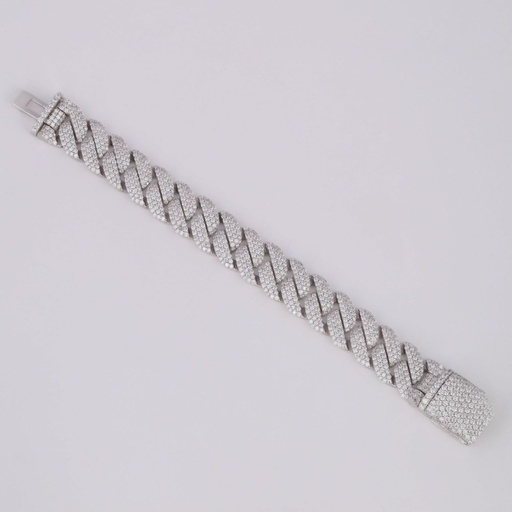 Hip hop custom made cuban diamond bracelet for men in 14kt white gold lab grown diamonds
