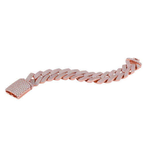 Hip Hop classic unisex diamond bracelet boasting vvs clarity in 14 kt rose gold with lab grown diamonds