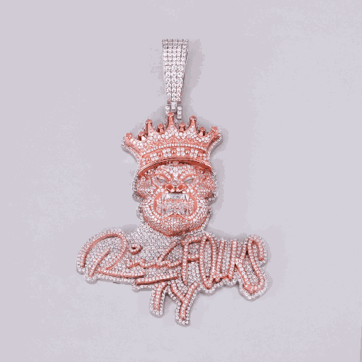 Classic two tone 14 kt white and rose gold hip hop diamond pendant with vvs clarity diamonds