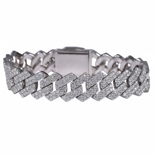 Hip hop diamond cuban bracelet for men crafted in 14 kt white gold lab grown diamonds