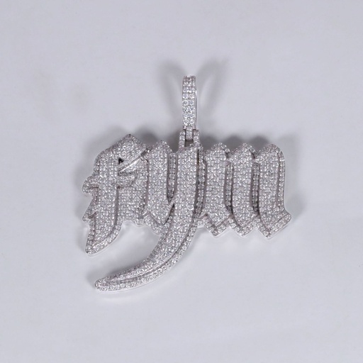 Classy 14 kt white gold hip hop alphabetic diamond pendant with vvs clarity diamonds