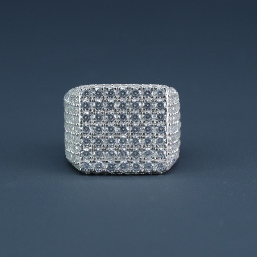 14 kt white gold fully iced out lab grown diamond hip hop ring with vvs clarity diamonds