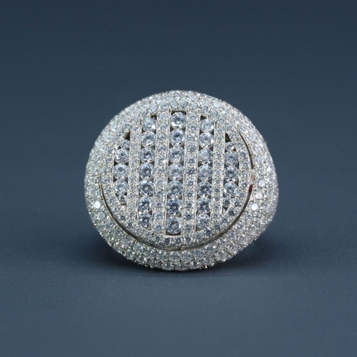 Lab Created Hip Hop Diamond Ring with vvs clarity diamond formed in 14 kt white gold