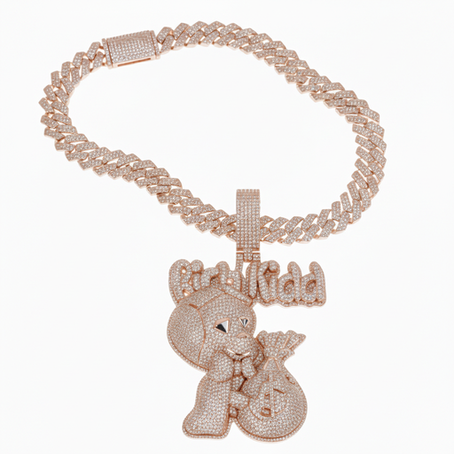 Unleash your radiance with our 14kt gold hip hop chain, boasting a captivating pendant and unmatched VVS clarity