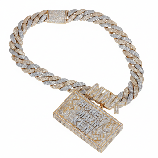 Customized 14 kt Two Tone lab grown diamond chain pendant for men specially crafted for hip hop jewelry lover