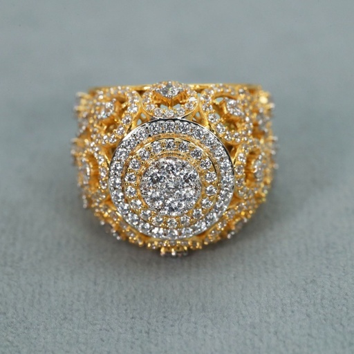 14 kt yellow gold lab grown diamond hip hop ring with vvs clarity elegantly crafted for women