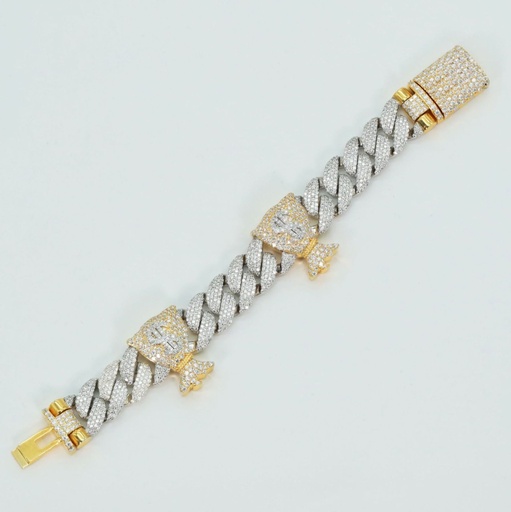 Men's designer 14kt gold lab created cuban diamond bracelet specially crafted for rappers at any occasion