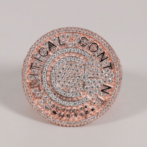 Personalized Hip Hop Diamond Ring In 14KT Rose Gold With Round Cut Lab Diamond