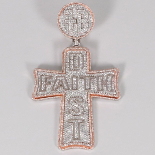Elevate your style with our custom 14kt white and rose gold pendant with lab-grown diamonds