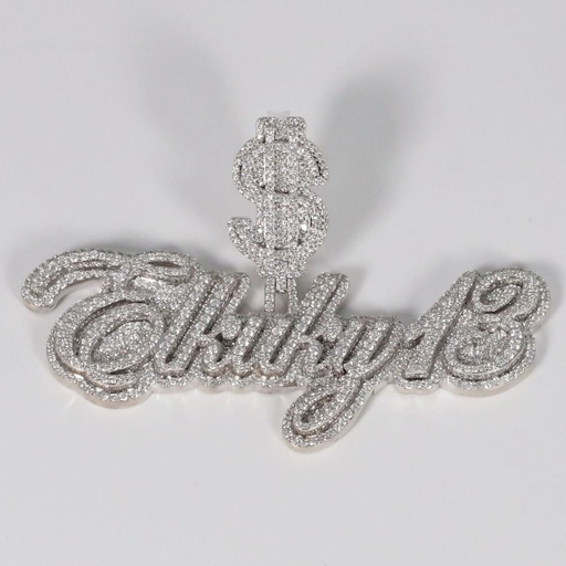Classy customized name letter 14 KT white gold unisex diamond pendant with VVS clarity for party wear