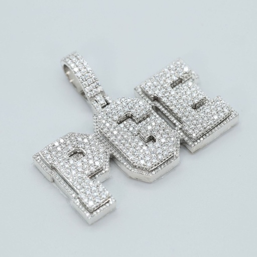 Customized diamond pendant in 14 kt white gold for hip hop lover crafted for men and women