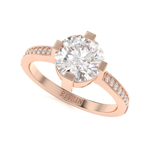 1.00ct Round Cut Diamond Solitaire With Accents Engagement Ring for Women