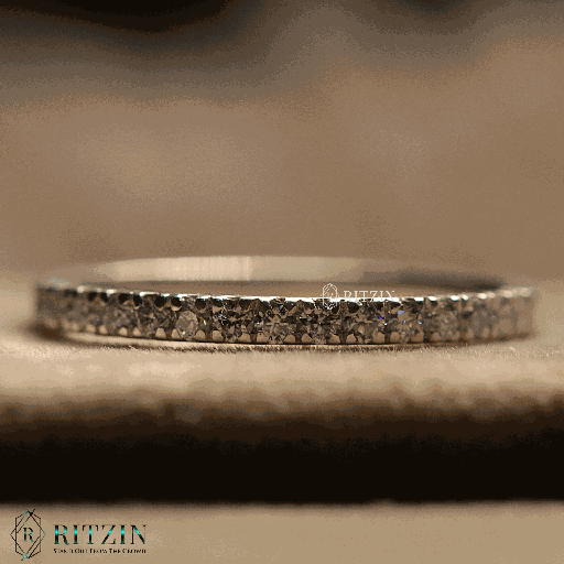 Round Cut Diamond Half Eternity Wedding Band For Women