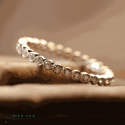 Round Cut Diamond Bezel Setting Full Eternity Wedding Band For Women