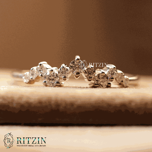 Round Cut Diamond Half Eternity Wedding Band For Women