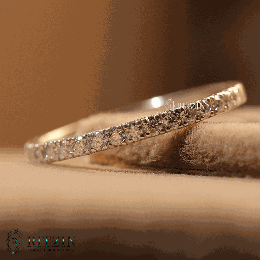 Round Cut Diamond Half Eternity Wedding Band For Women