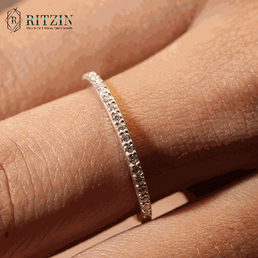 Round Cut Diamond Half Eternity Wedding Band For Women