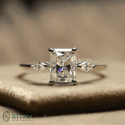 Radiant And Marquise Cut Diamond 3 Stone Style Engagement Ring For Women