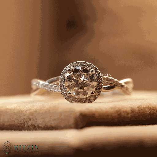 Round Cut Halo With Twisted Style Engagement Ring For Women 