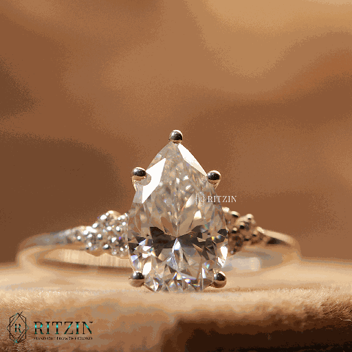  Pear And Round Cut Diamond Unique Style Engagement Ring For Women