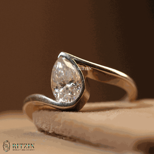 Pear Cut Diamond Solitaire Style Engagement Ring For Women