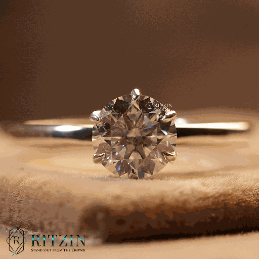 Round Cut Diamond Solitaire Style Engagement Ring For Women