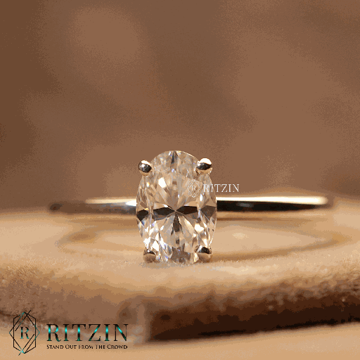 Oval Cut Diamond Solitaire Style Engagement Ring For Women