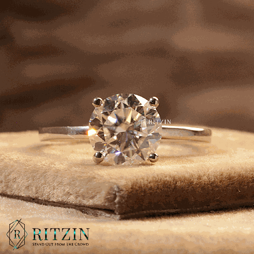 Round Cut Diamond Solitaire Style Engagement Ring For Women