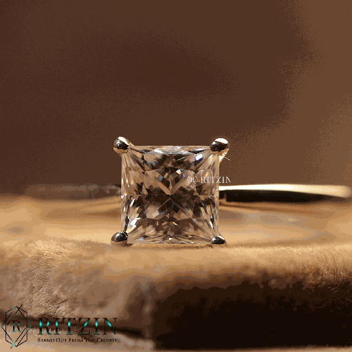 Princess Cut Diamond Solitaire Style Engagement Ring For Women