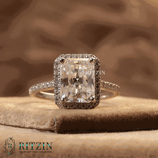 Radiant And Round Cut Hidden Halo With Accent Style   Engagement Ring For Women