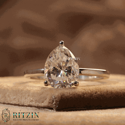 Pear Cut Diamond Solitaire Engagement Ring For Women