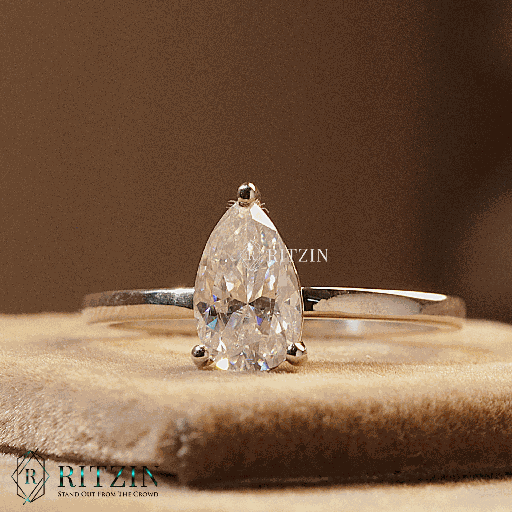 Pear Cut Diamond Solitaire Engagement Ring For Women