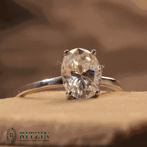 Oval Cut Diamond Solitaire Style Engagement Ring For women 