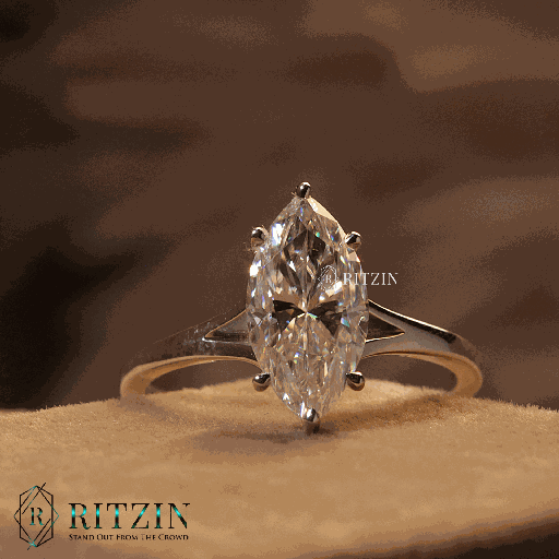 Marquise Cut Diamond Solitaire Style Engagement Ring For Women