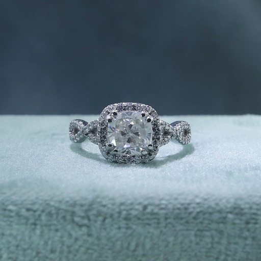  Cushion And Round Cut Diamond Twisted Style Engagement Ring For Women
