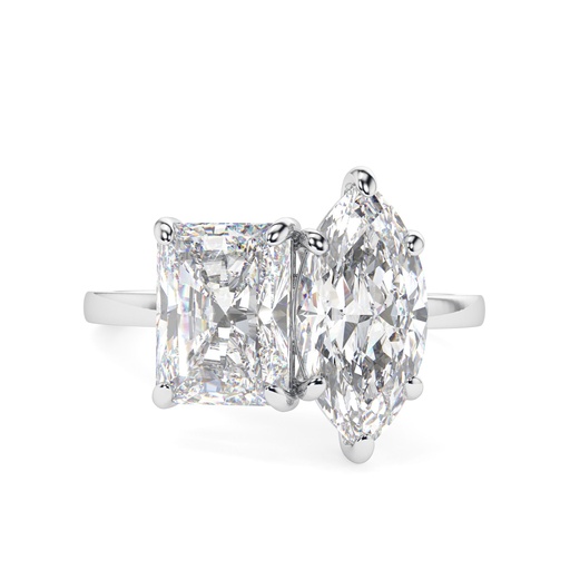 Radiant And Marquise Cut Diamond Toi et Moi Engagement Ring for Woomen