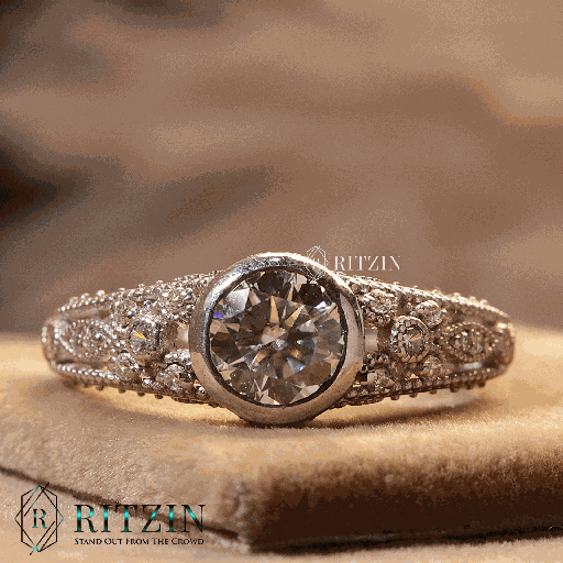 Round Cut Diamond Vintage Style Engagement Ring For Women