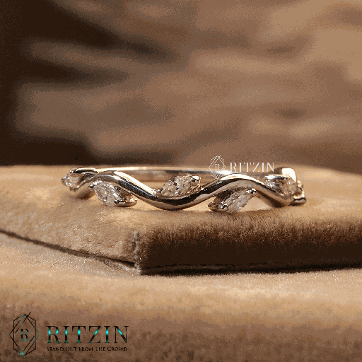 Marquise Cut Diamond Half Eternity Wedding Band For Women