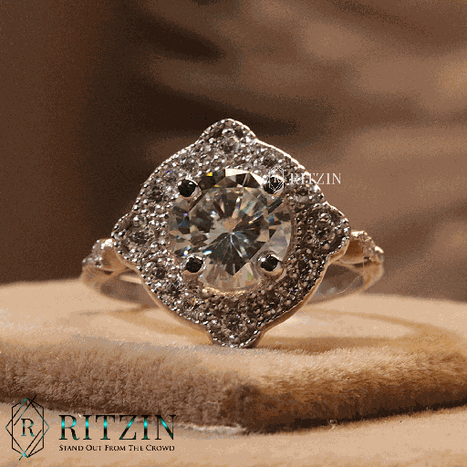 Round Cut Diamond Art Deco Style Engagement Ring For Women