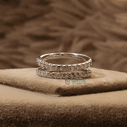Round Cut Diamond Half Eternity Wedding Band For Women