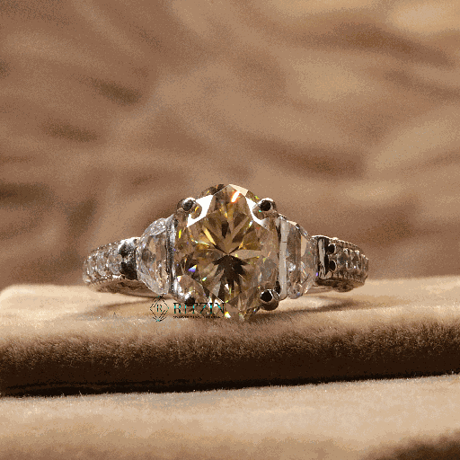 Yellow Elongated Cushion Cut Diamond Unique Style Engagement Ring For Women
