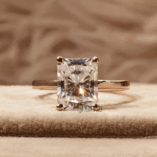 Radiant Cut Diamond Hidden Halo Style Engagement Ring for Women