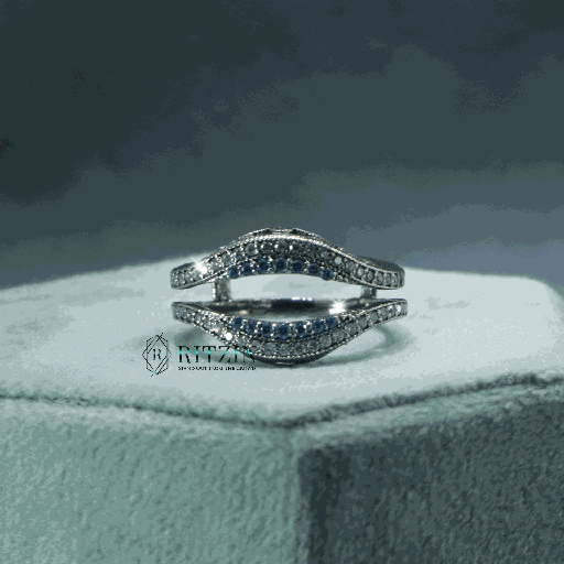 Blue Round Cut Diamond Unique Style Engagement Ring For Women 