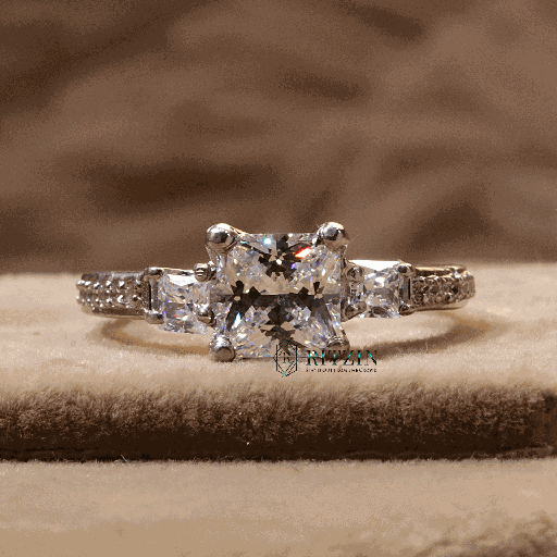 Princess And Round Cut Diamond Solitaire With Accent Engagement Ring For Women 