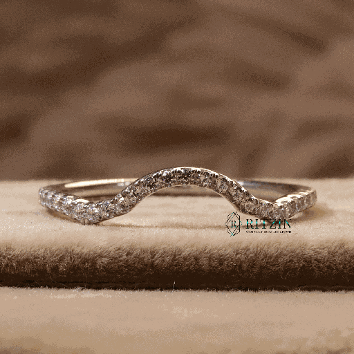 Round Cut Diamond Half Eternity Wedding Band For Women
