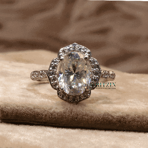 Oval And Round Cut Diamond Floral Style Engagement Ring For Women