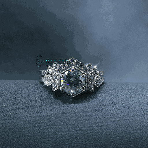  Blue Round Cut Diamond Unique Style Bridal Set Engagement Ring For Women