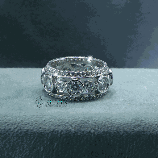 Round Cut Diamond Full Eternity Heavy Wedding Band For Women 
